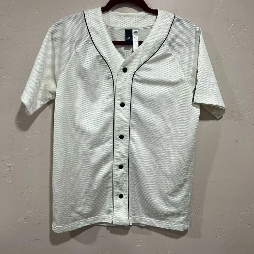 Adidas Men´s Japanese Baseball Jersey White Shirt Three Stripe Life Small